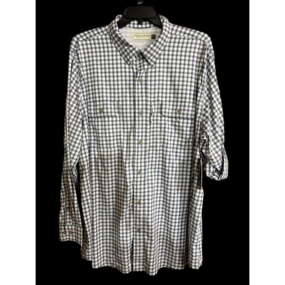 NWT Field & Steam 2xlt Men's L/S Button Down Outdoor's Blue Checked Shirt